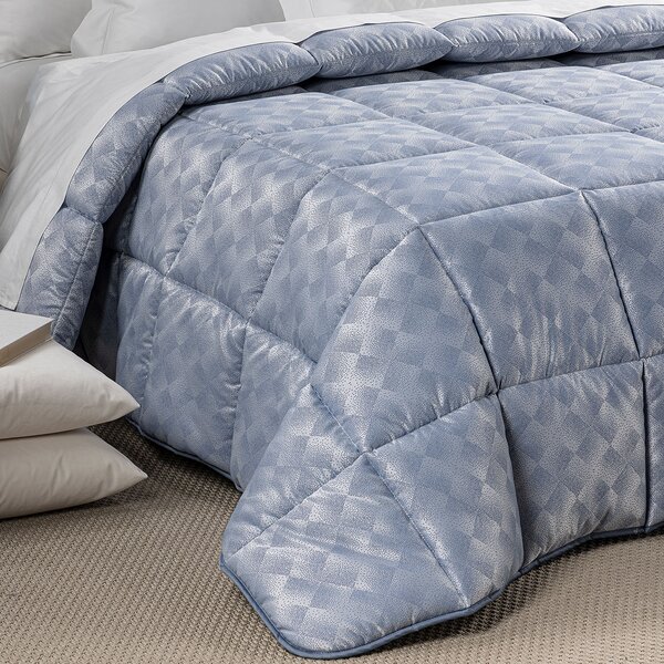 Trapunta In Raso Jacquard Texture Matrimoniale Dreaming Barocco Blu Caleffi