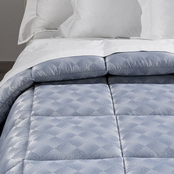 Trapunta In Raso Jacquard Texture Matrimoniale Dreaming Barocco Blu Caleffi