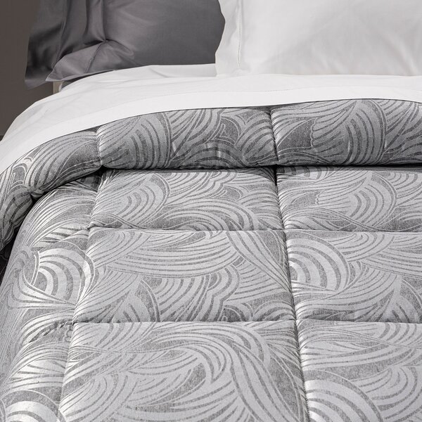 Trapunta In Raso Jacquard Apollo Matrimoniale Dreaming Barocco Grigio Caleffi