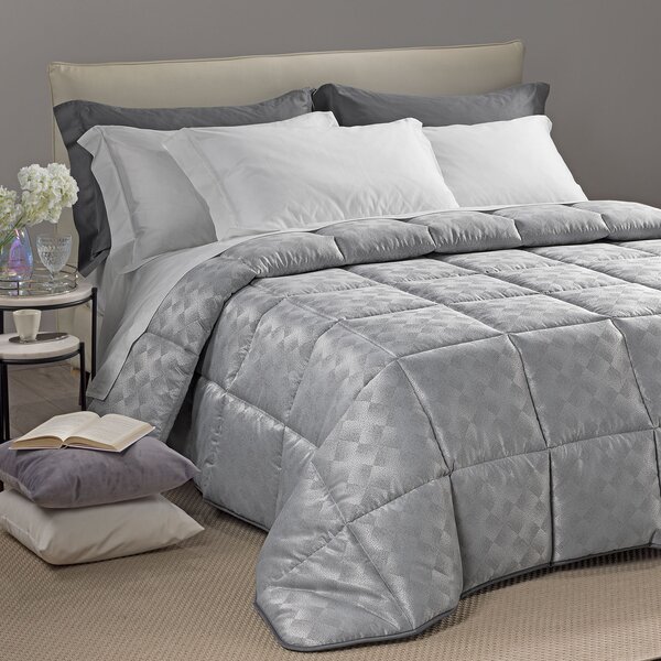 Trapunta In Raso Jacquard Texture Matrimoniale Dreaming Barocco Grigio Caleffi