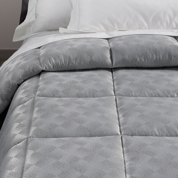 Trapunta In Raso Jacquard Texture Matrimoniale Dreaming Barocco Grigio Caleffi