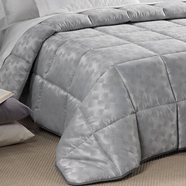 Trapunta In Raso Jacquard Texture Matrimoniale Dreaming Barocco Grigio Caleffi