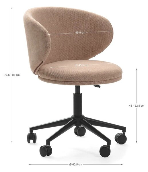 Sedia da ufficio rosa chiaro in imbottito Rush – Marckeric