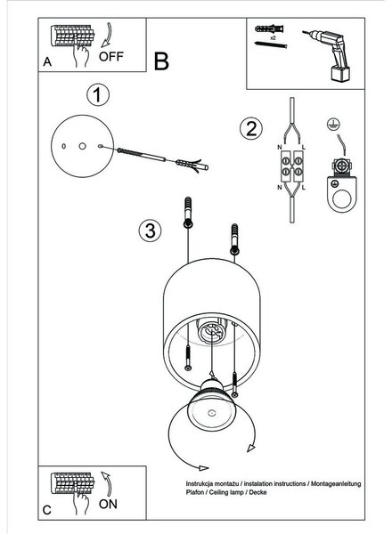 Apparecchio da soffitto bianco Roda - Sollux