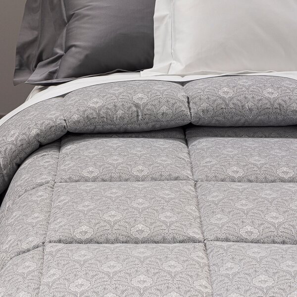 Trapunta In Raso Jacquard Danubio Matrimoniale Dreaming Barocco Grigio Caleffi