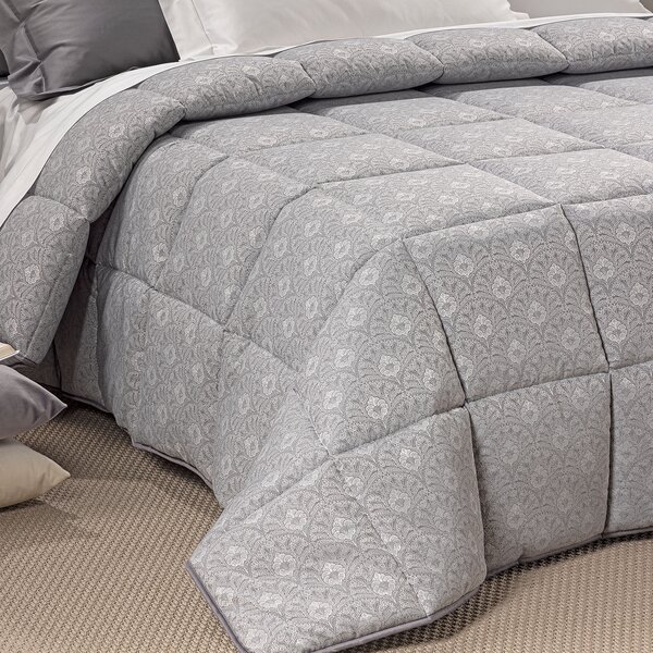 Trapunta In Raso Jacquard Danubio Matrimoniale Dreaming Barocco Grigio Caleffi