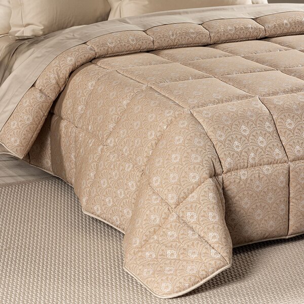 Trapunta In Raso Jacquard Danubio Matrimoniale Dreaming Barocco Biscotto Caleffi