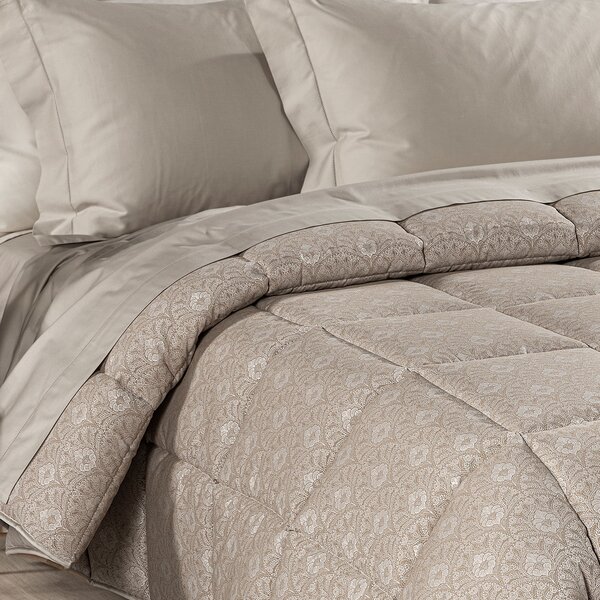 Trapunta In Raso Jacquard Danubio Matrimoniale Dreaming Barocco Naturale Caleffi