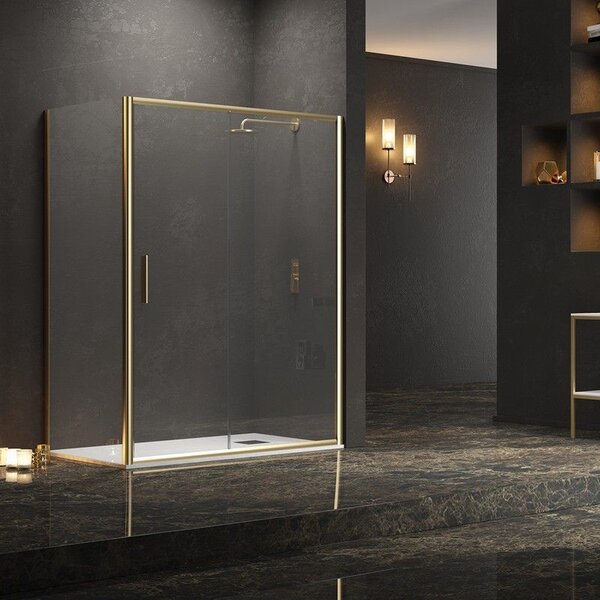 Kamalu box doccia angolare 70x110 oro opaco scorrevole | ke-4000g