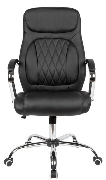 Sedia da scrivania in Pelle finta nera per ufficio girevole fino a 120 kg | Amstyle
