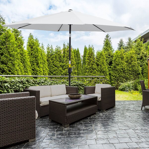 Outsunny Ombrellone da Giardino Φ300cm Inclinabile con Manovella in Metallo e Poliestere Bianco|Aosom