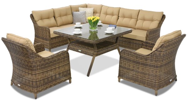 Mobili da giardino in technorattan Toledo Comida 7 Angular Garden Point marrone