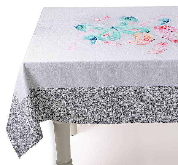 Tovaglia Da Cucina In Cotone Farfalle CM. 150X150 Caleffi Fior Di Cotone Grigio Caleffi