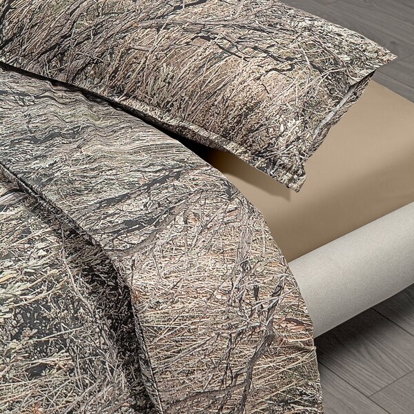 Copripiumino Con Federe In Cotone Pettinato Forest Camo Matrimoniale Discovery Green Caleffi