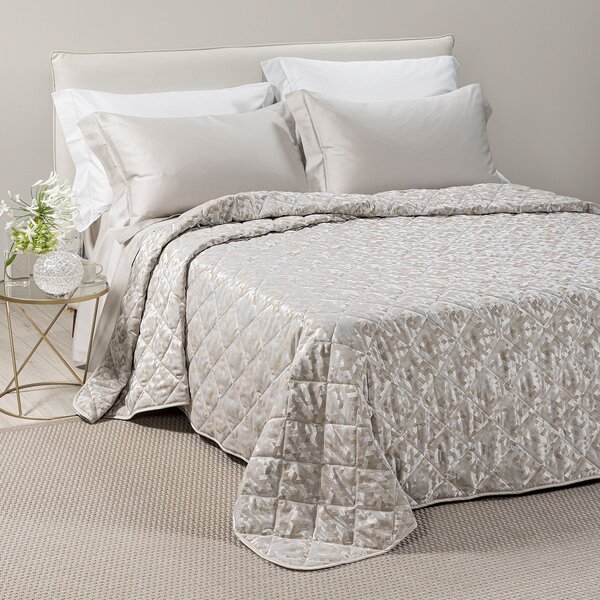 Copriletto Trapuntato In Raso Jacquard Mixer Matrimoniale Dreaming Non Specificato Tortora Caleffi