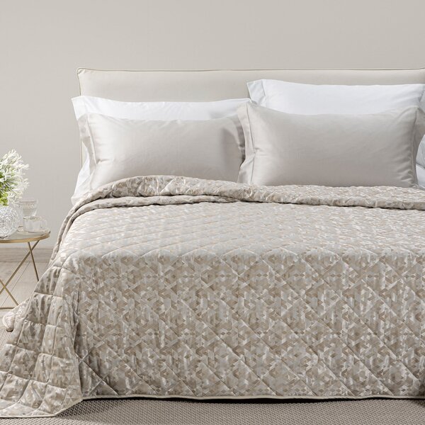 Copriletto Trapuntato In Raso Jacquard Mixer Matrimoniale Dreaming Non Specificato Tortora Caleffi