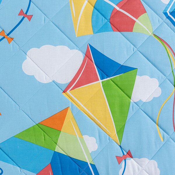 Copriletto Trapuntato In Cotone Aquiloni Singolo Caleffi Kids Ragazzo Azzurro Caleffi