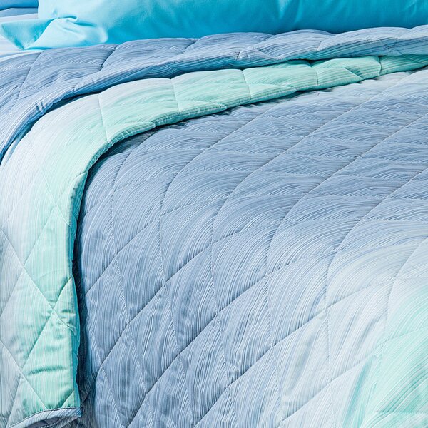 Copriletto Trapuntato In Microfibra Rainbow Singolo Modern Casa Color Blu Caleffi