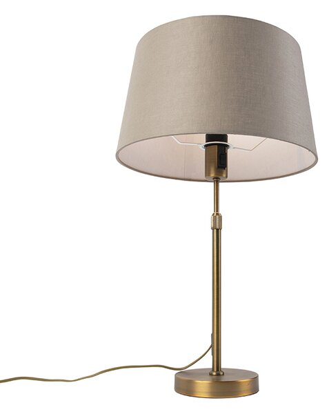 Lampada da tavolo in bronzo con paralume in lino color tortora 35 cm - Parte