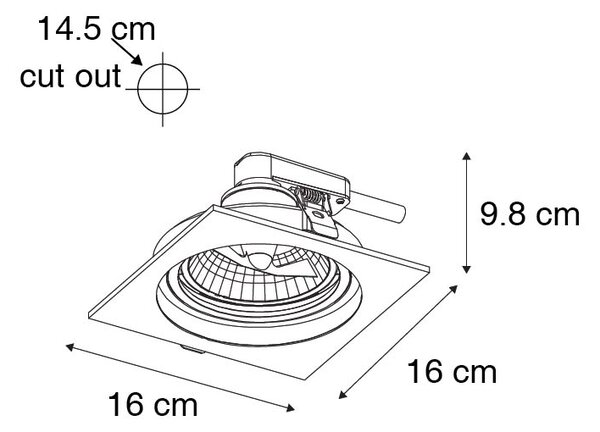 Set di 6 faretti orientabili a incasso quadrati neri - Chuck 111