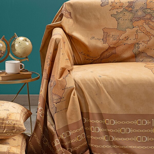 Telo Arredo Copridivano Grandecor In Raso Di Cotone Geo Classic 24 Matrimoniale Alviero Martini 1A Classe Geo Caleffi