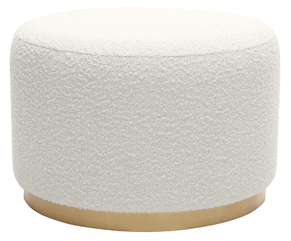 Pouf imbottito in bouclé bianco sporco rettangolare Render