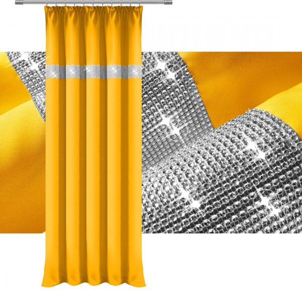 Tenda con nastro e zirconi 140x250 cm giallo