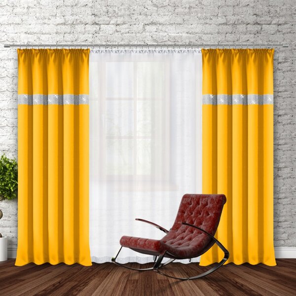 Tenda con nastro e zirconi 140x250 cm giallo