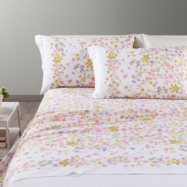 Completo Lenzuola In Cotone Provenza Singolo Caleffi Fior Di Cotone Rosa Caleffi