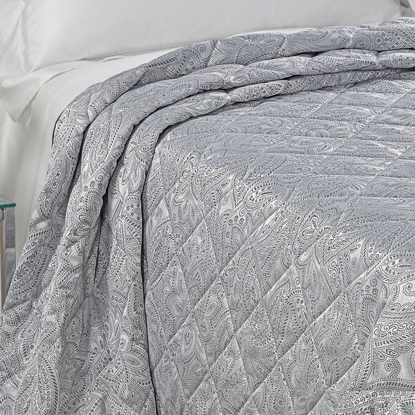 Copriletto Trapuntato In Raso Jacquard Dorata Matrimoniale Dreaming Non Specificato Grigio Caleffi