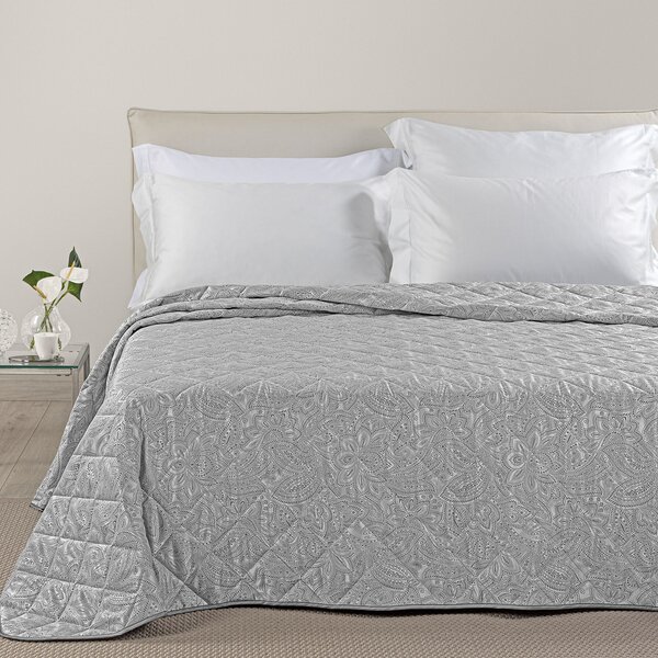 Copriletto Trapuntato In Raso Jacquard Dorata Matrimoniale Dreaming Non Specificato Grigio Caleffi