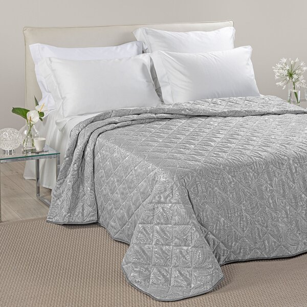 Copriletto Trapuntato In Raso Jacquard Dorata Matrimoniale Dreaming Non Specificato Grigio Caleffi