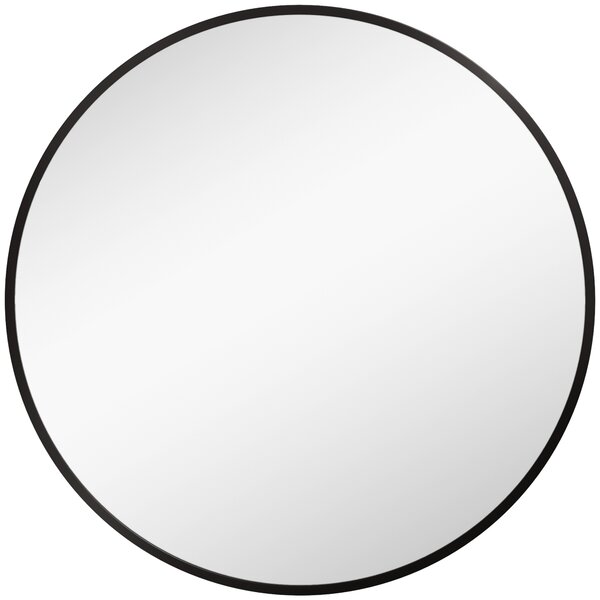 HOMCOM Specchio da Bagno Rotondo Moderno da Parete con Cornice in Lega di Alluminio, 70x70cm, Nero