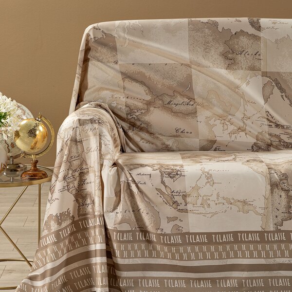Telo Arredo Copridivano Grandecor In Raso Di Cotone Safari Patch Matrimoniale Alviero Martini 1A Classe Geo Caleffi