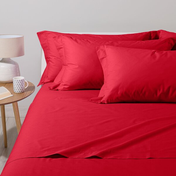 Completo Lenzuola In Cotone Cotone Tinta Unita Singolo Caleffi Tinta Unita Rosso Caleffi