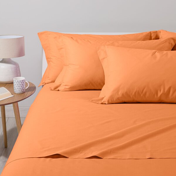 Completo Lenzuola In Cotone Cotone Tinta Unita Singolo Caleffi Tinta Unita Arancio Caleffi