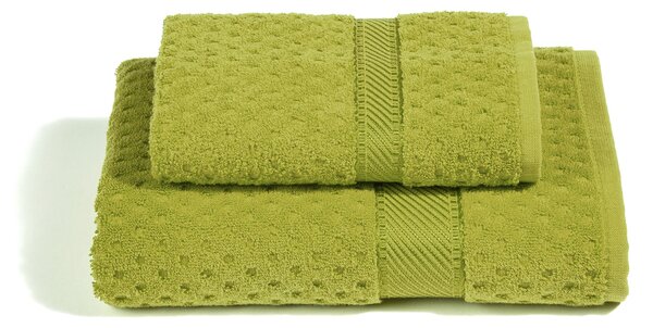 Asciugamano Con Ospite In Cotone Sirena '99 Standard Spugnissima Tinta Unita Verde Caleffi