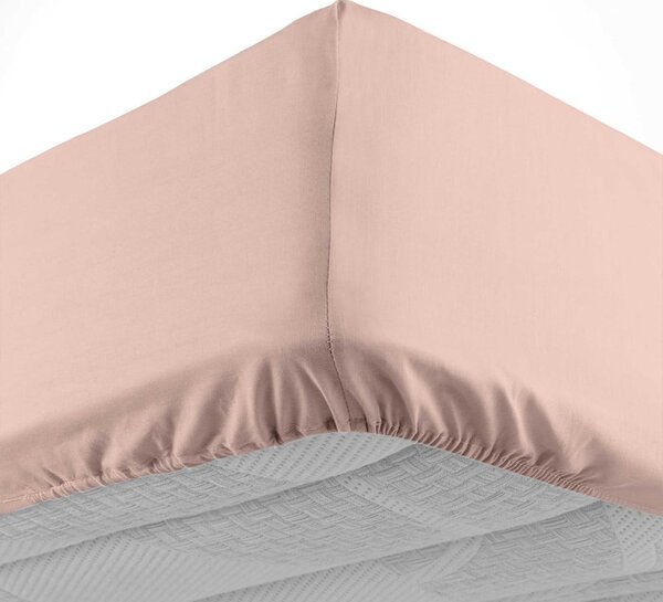 Lenzuolo rosa in cotone elasticizzato 180x200 cm Lina - douceur d'intérieur