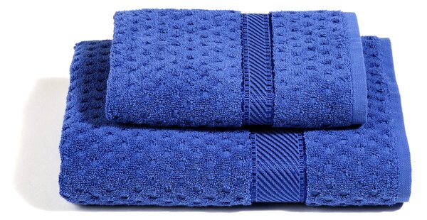 Asciugamano Con Ospite In Cotone Sirena '99 Standard Spugnissima Tinta Unita Blu Caleffi