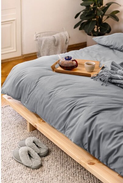 Biancheria da letto matrimoniale grigia in microsatin 200x200 cm Basic - Bonami Essentials