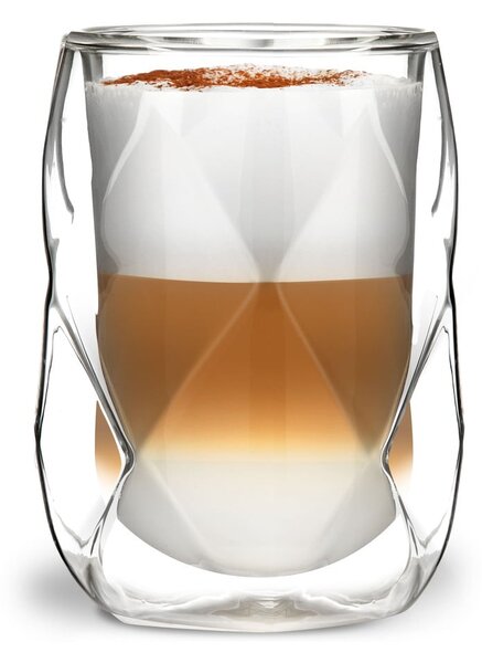 Set di 2 bicchieri da latte a doppia parete, 350 ml Geo - Vialli Design