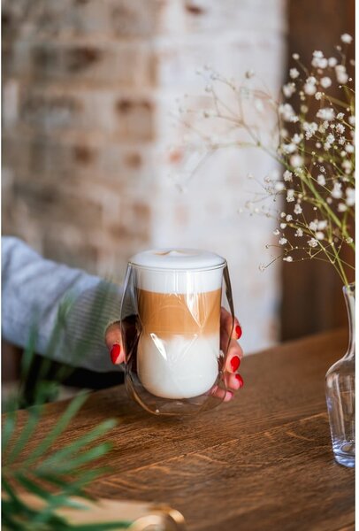 Set di 2 bicchieri da latte a doppia parete, 350 ml Geo - Vialli Design