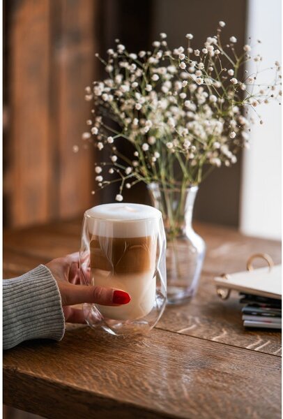 Set di 2 bicchieri da latte a doppia parete, 350 ml Geo - Vialli Design