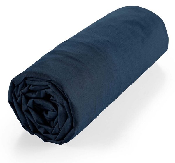 Lenzuolo elasticizzato blu scuro in cotone biologico 180x200 cm Biolina - douceur d'intérieur