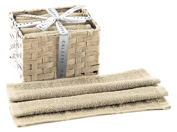 Coordinato Asciugamani In Cotone Basic CM. 30X30 Spugnissima Tinta Unita Naturale Caleffi