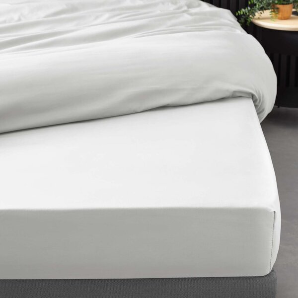 Lenzuolo in percalle di cotone elasticizzato bianco 180x200 cm Percaline - douceur d'intérieur