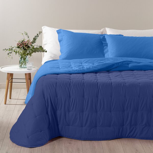 Trapunta Calduccia In Microfibra Mia Matrimoniale Modern Tinta Unita Blu Caleffi