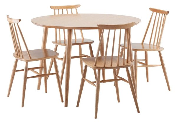 Tavolo da pranzo in rovere decorato, ø 100 cm Cloyd - Woodman