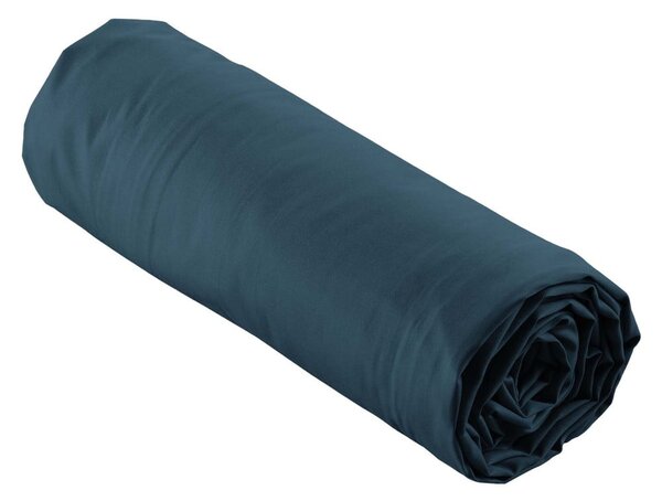Lenzuolo in percalle di cotone elasticizzato blu scuro 160x200 cm Percaline - douceur d'intérieur