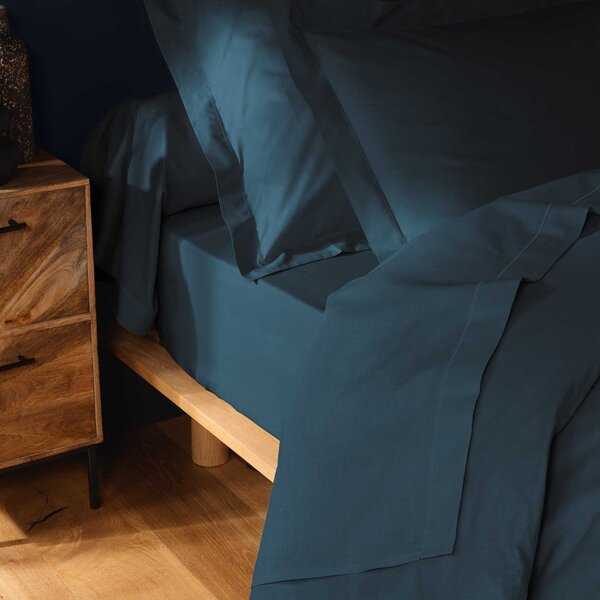 Lenzuolo con angoli blu in cotone 240x300 cm Lina – douceur d'intérieur